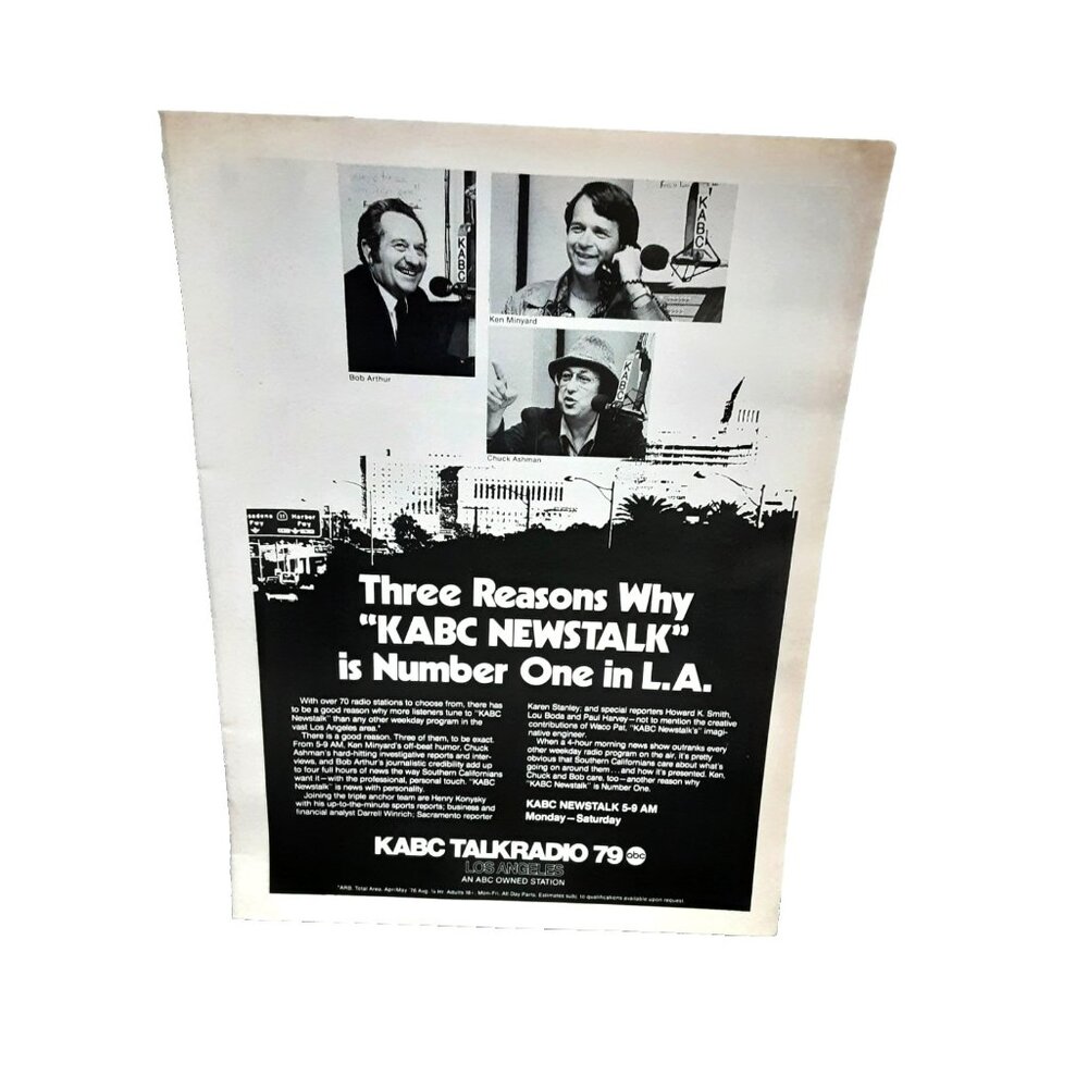 1976 KABC Newstalk 79 Radio Bob Arthur Ken Minyard Vintage Print Ad